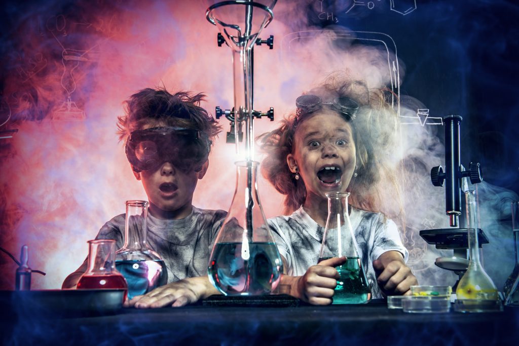 Children having fun with chemistry