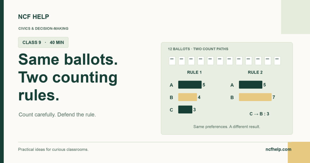 NCF Help: One Ballot, Two Counting Rules: A Class 9 Decision Lab